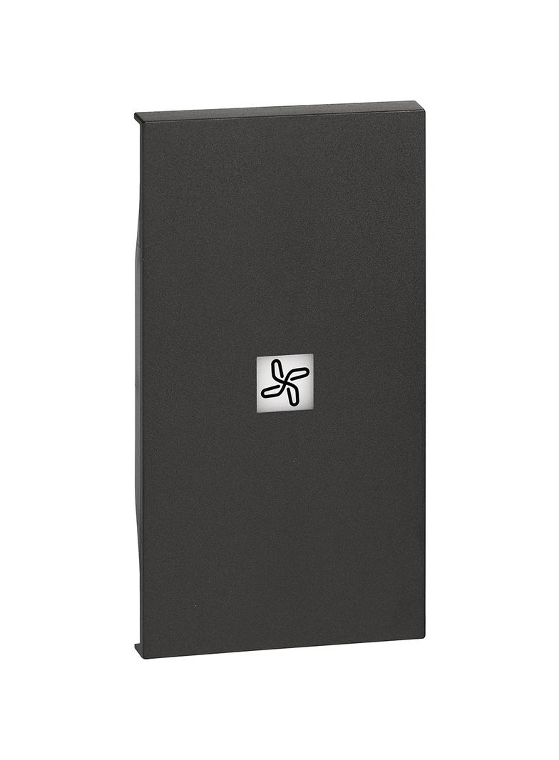 LIVING NOW - KLAWISZ Z OKIENKIEM PODŚWIETLENIA  WENTYLACJA  - 2 MODUŁY - CZERŃ, Bticino