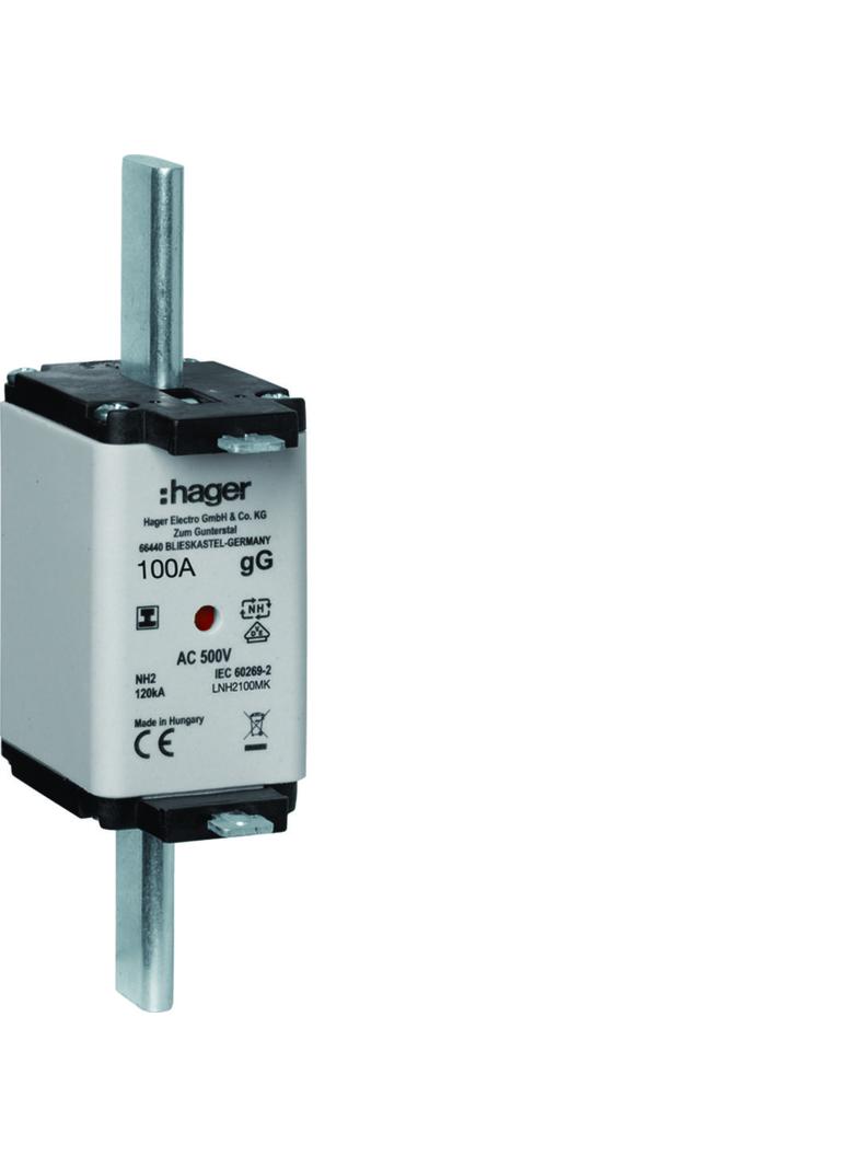 Wkładka bezp. nożowa NH2 wsk.podw. uchwyt izol. gG 100A 500VAC LNH2100MK HAGER