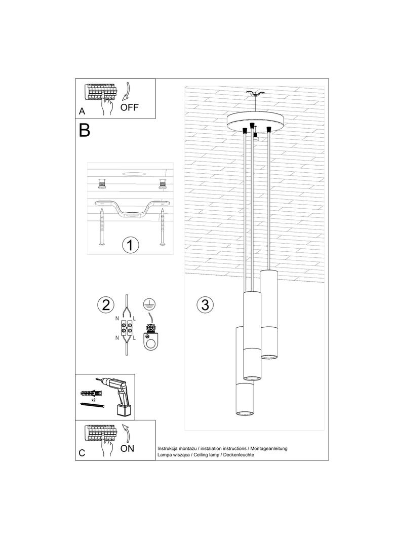 Sollux Lampa wisząca LOOPEZ 3P czarny/chrom SL.0943