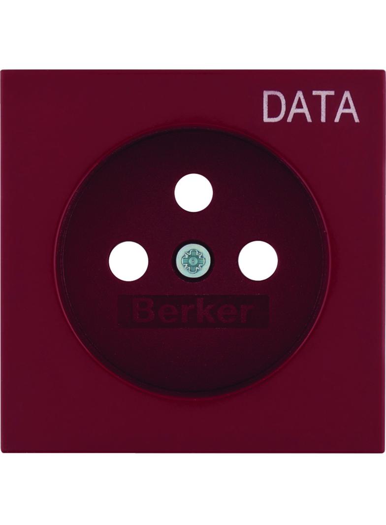BERKER B.Kwadrat Płytka czołowa do gniazda z uziemieniem z nadrukiem DATA czerwony 3963808995 HAGER