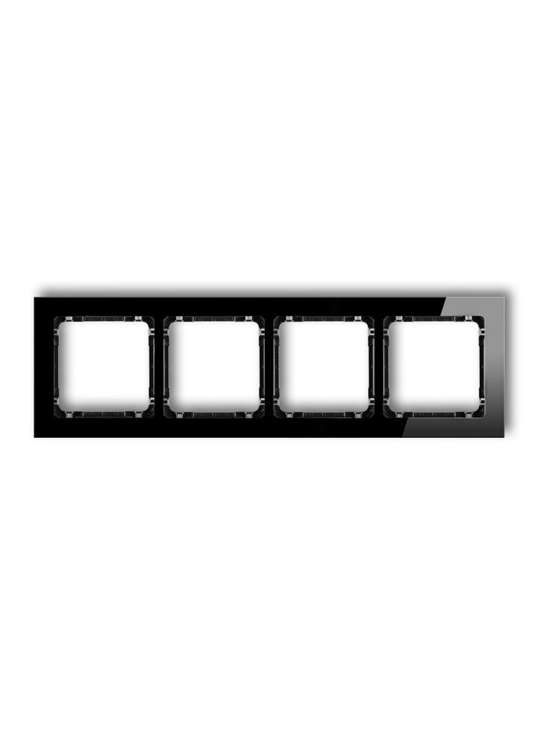 DECO Ramka uniwersalna poczwórna - efekt szkła (ramka: czarna; spód: czarny)