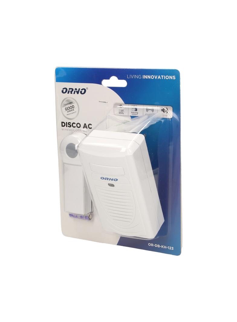 Dzwonek bezprzewodowy DISCO AC sieciowy learning system 1 dźwięk 80m OR-DB-KH-123 ORNO