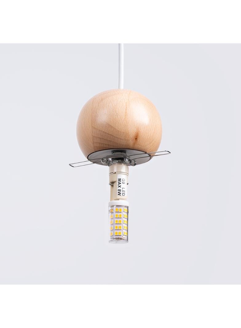 Lampa wisząca PEKKA 3P biała/naturalne drewno