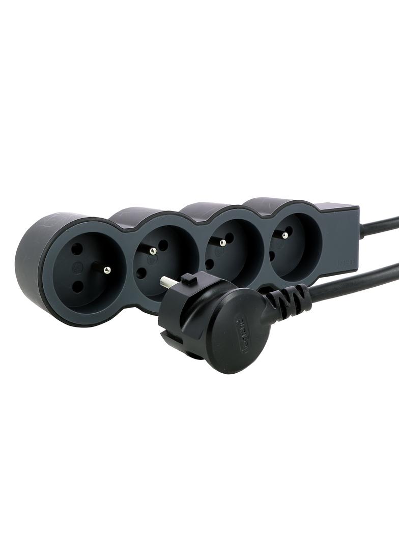 PRZEDŁUŻACZ STANDARD 4X2P+Z, Z PRZEWODEM 3.0 METRA 3X1.5 MM2 - CZARNY/GRAFITOWY, Legrand