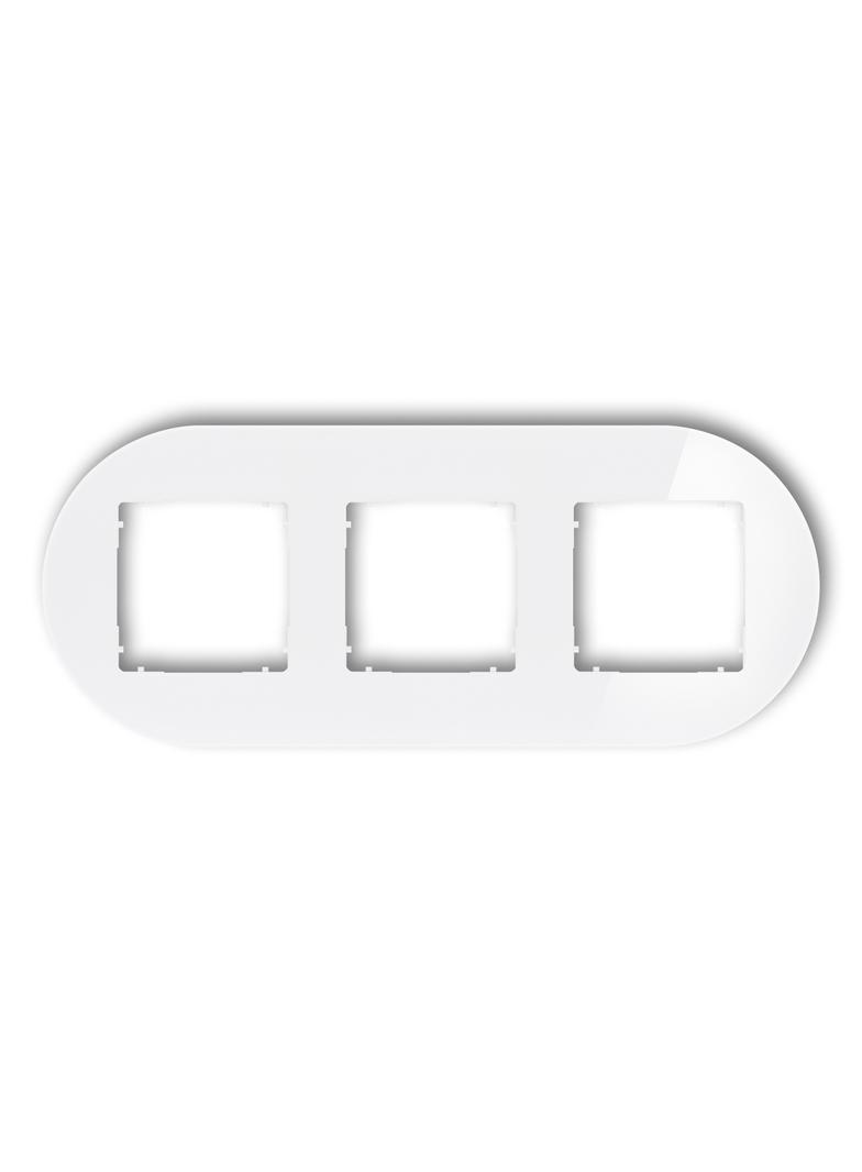 ICON Ramka uniwersalna potrójna okrągła - efekt szkła (ramka: biała; spód: biały) biały