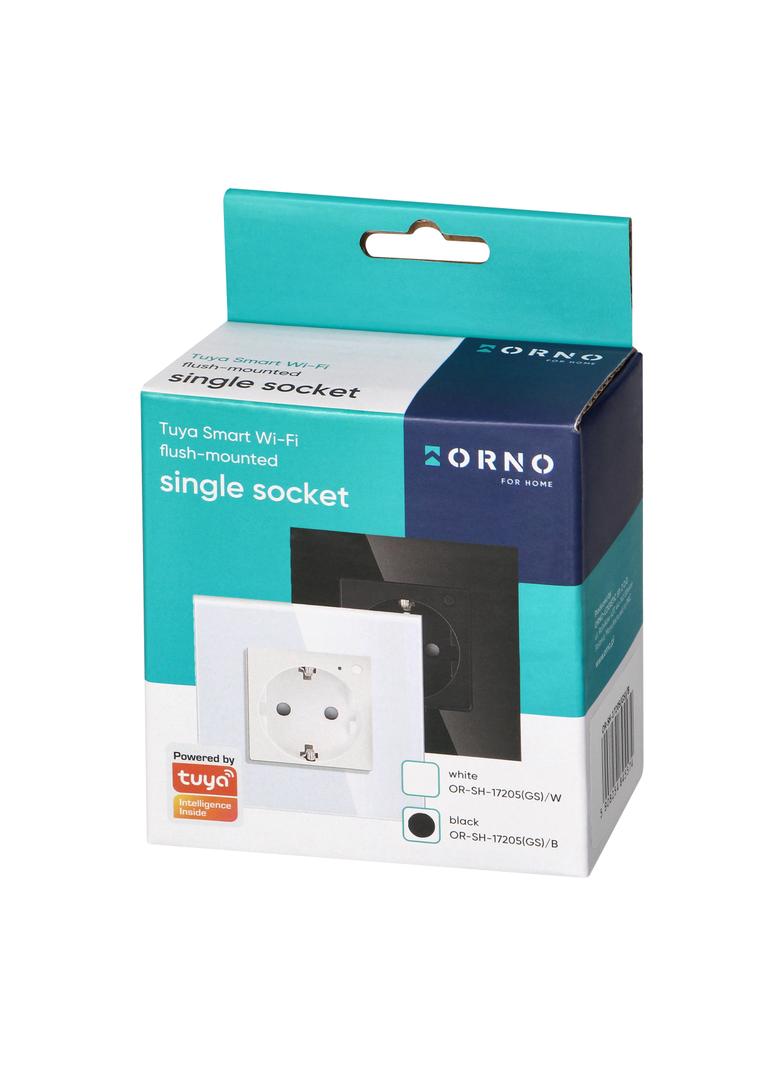 Gniazdo pojedyncze Tuya Smart Wi-Fi, Schuko, czarne OR-SH-17205(GS)/B ORNO
