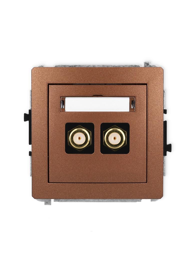 DECO Mechanizm gniazda antenowego podwójnego typu F (SAT) pozłacany brązowy metalik