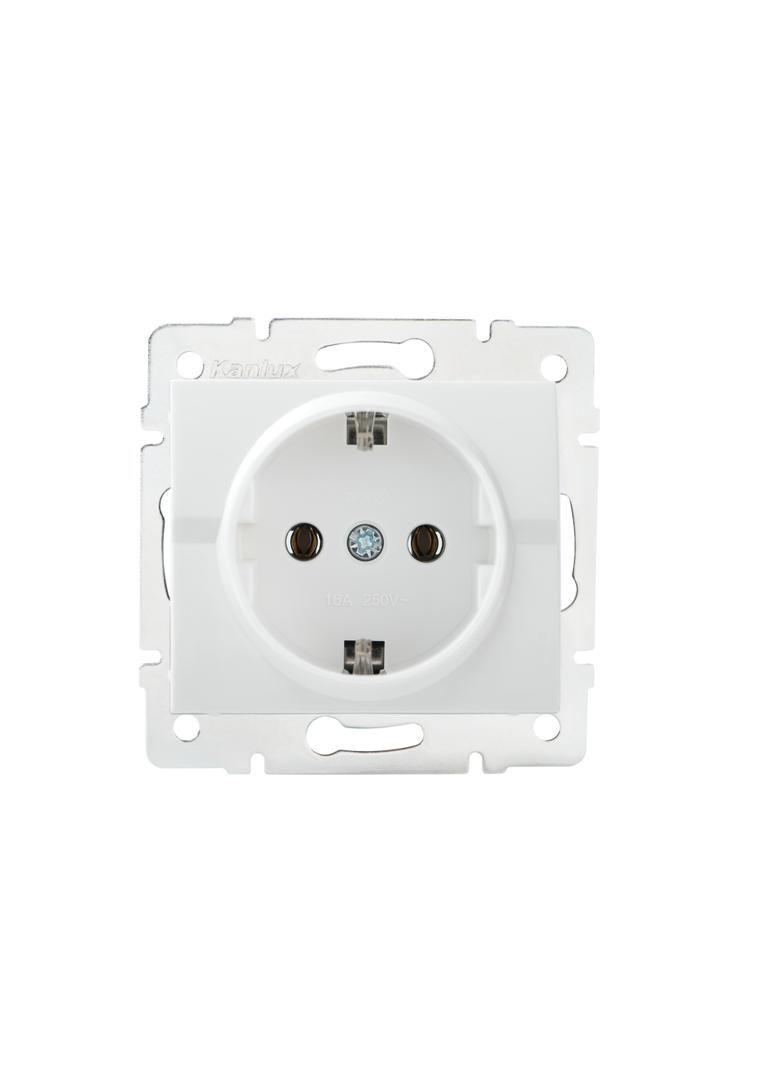 LOGI Gniazdo pojedyncze Schuko śrubowy Biały 16A 250V 021220102 25085 KANLUX