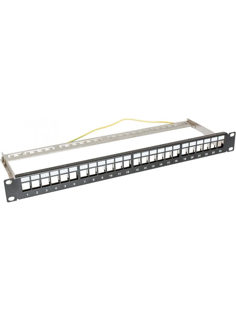 Panel niewyposażony 19" 1U 24 porty, czarny