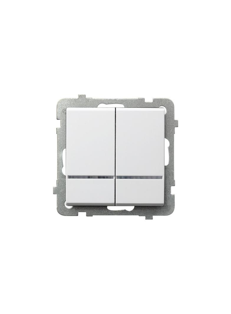 SONATA Łącznik dwugrupowy świecznikowy z podświetleniem niebieskim - kolor biały mat