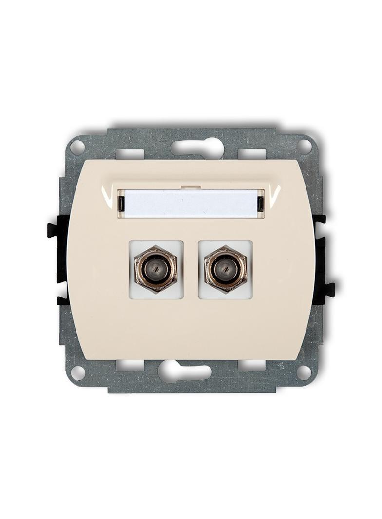 TREND Mechanizm gniazda antenowego podwójnego typu F (SAT) pozłacany beżowy