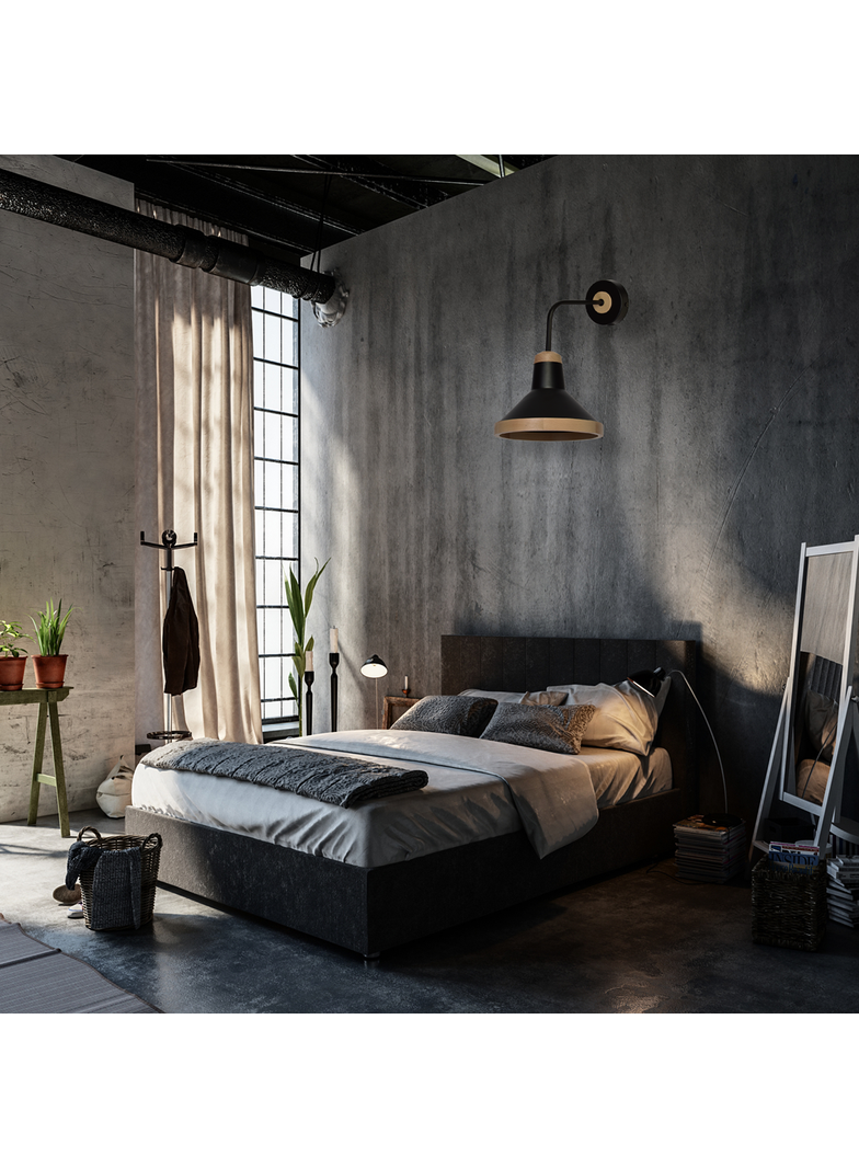 MILAGRO Kinkiet SALMA BLACK / WOOD 1xE27 60W