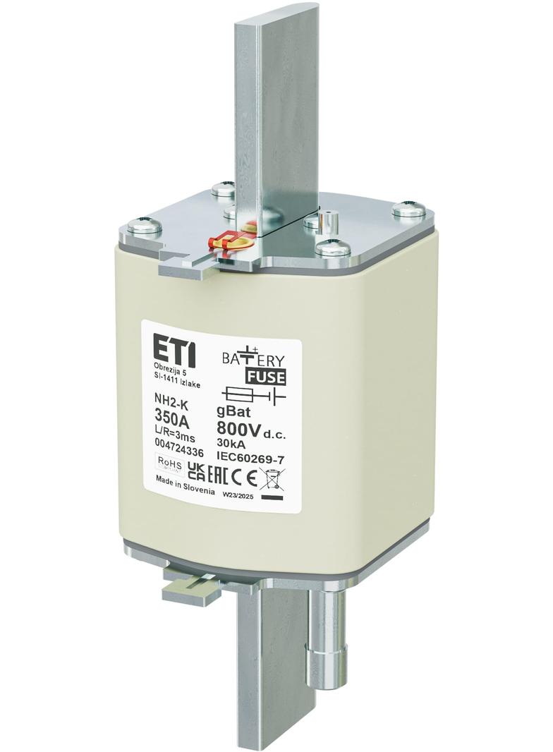 Wkładka topikowa NH do ochrony akumulatorów, magazynów energii DC z wybijakiem NH2/K gBat 350A 800V DC 004724336 ETI