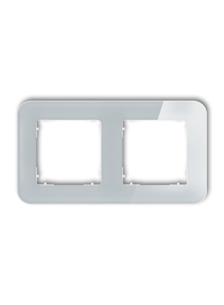 ICON Ramka uniwersalna podwójna zaokrąglona - efekt szkła (ramka: szara; spód: biały) szary