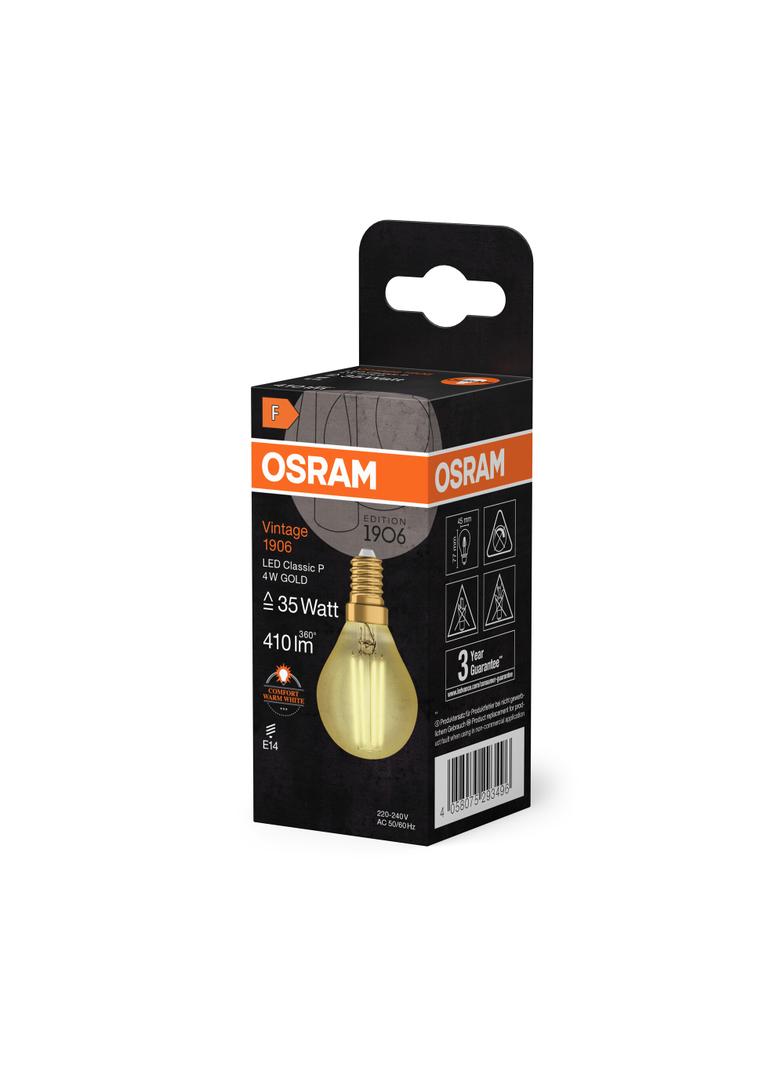 Żarówka LED Vintage 1906 LED CL P FIL GOLD 35 non-dim 4W/825 E14 4058075293496 LEDVANCE