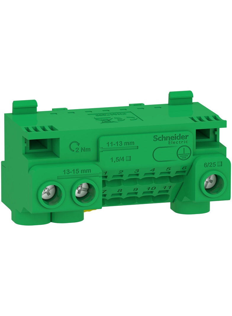 Blok zaciskowy PE, 14 wejść