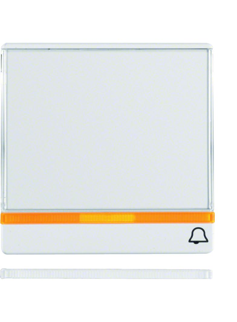 BERKER Q.1/Q.3/Q.7 Klawisz 2 soczewką duż. z polem opisowym nadrukowany symbol dzwonek biały aksamit