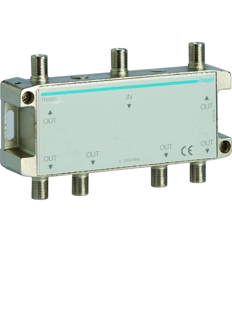 Rozdzielacz sygnału TV/SAT 6-krotny TN206S HAGER