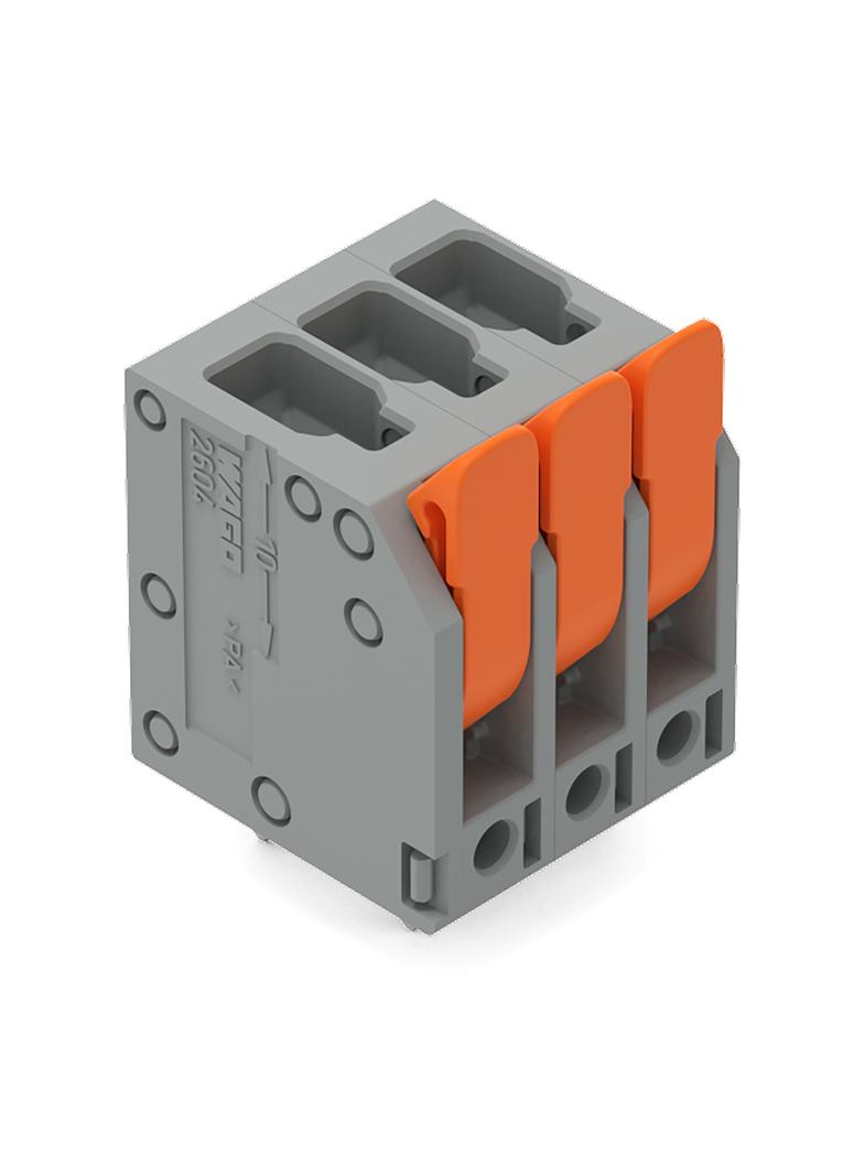 Złączka do płytek drukowanych dźwignia 4mm2 RM 5mm 2-bieg szara /180szt./ 2604-3102 WAGO