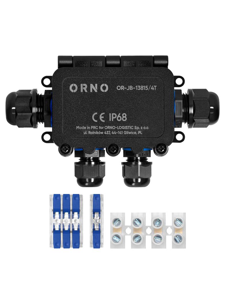 Puszka natynkowy HD IP68, 0,5-6,0mm2 ,2 dławnice M20, 2 dławnice M16, układ T OR-JB-13815/4T ORNO