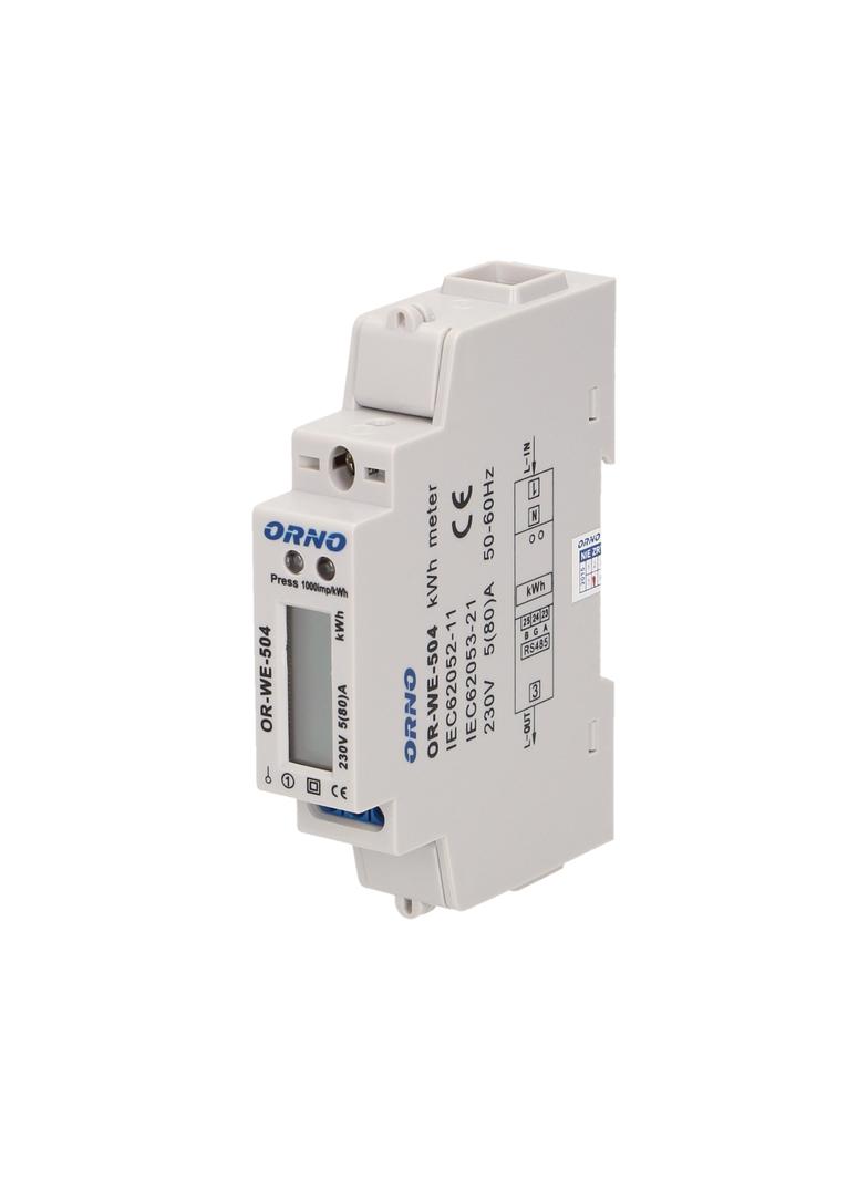 1-fazowy wskaźnik zużycia energii elektrycznej 80A port RS-485 1 moduł DIN TH-35mm OR-WE-504 ORNO