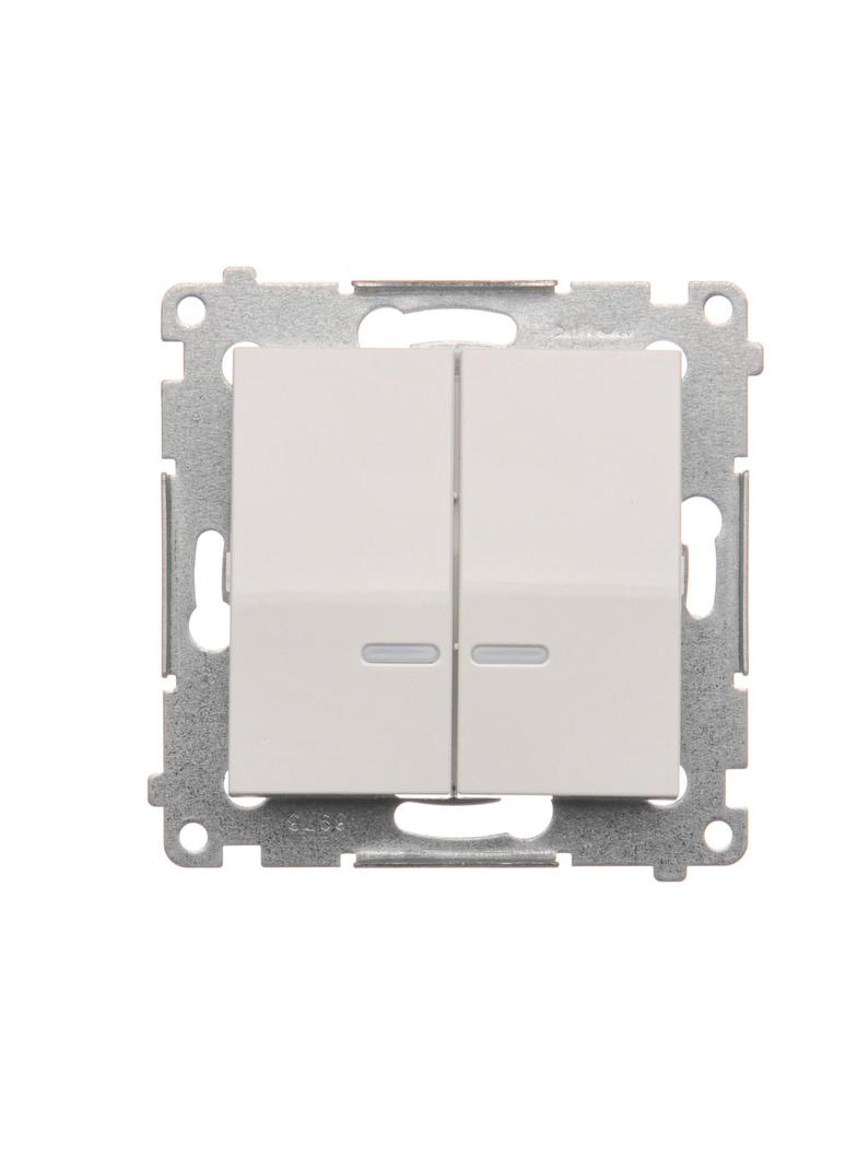 Simon 54 Łącznik świecznikowy z podświetleniem LED i do wersji IP44 10A 250V szybkozłączka biały *Posiada wkładkę DU1W DW5BL.01/11 KONTAKT