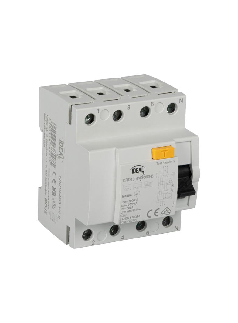 Wyłącznik różnicowoprądowy KRD10-4/40/300-B 3P+N 40A 300mA Typ B 38546 KANLUX