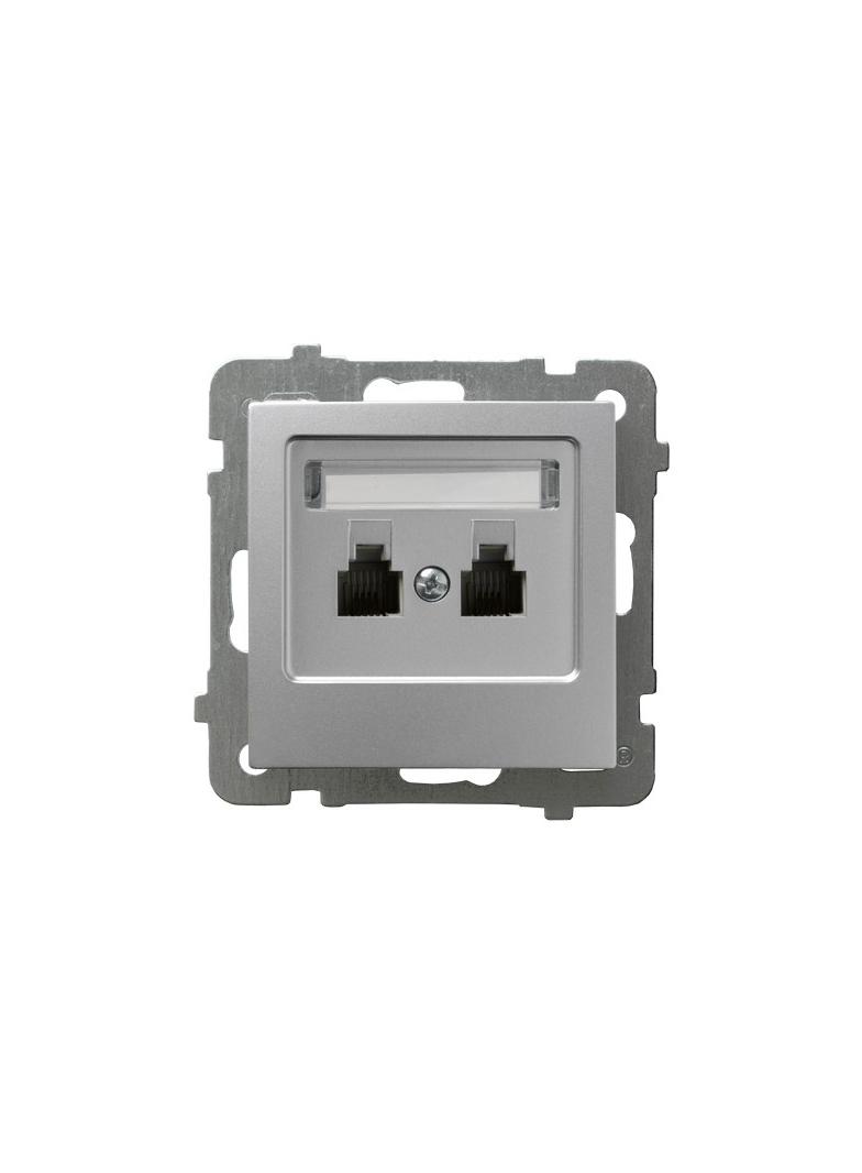 AS Gniazdo telefoniczne podwójne równoległe - kolor srebro