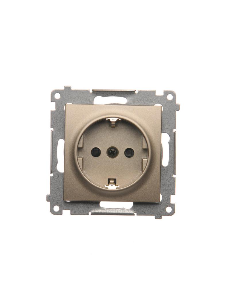 Simon 54 Gniazdo Schuko z przesłonami 16A z. śrub. złoty mat