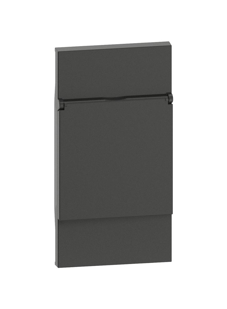 LIVING NOW - PLAKIETKA GNIAZDA 2P+Z SCHUKO Z KLAPKĄ - 2 MODUŁY - CZERŃ, Bticino