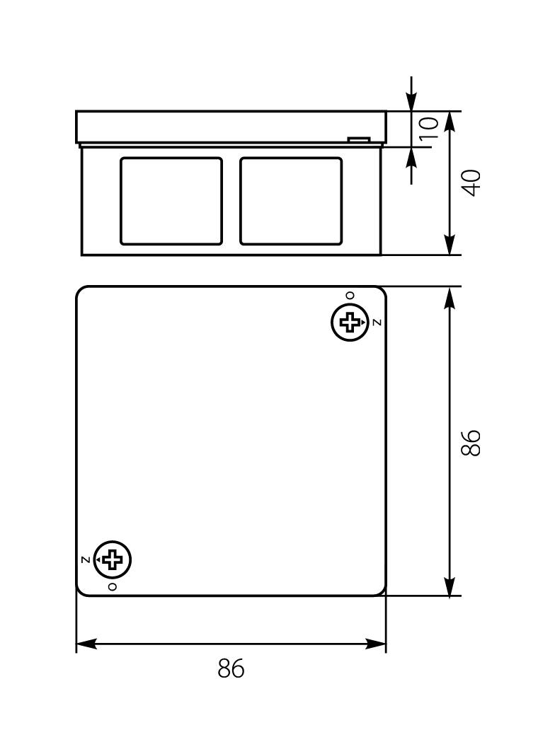 VP-22 Puszka n/t 86x86x40mm IP55 6-wl 2wkr dł.gum. Z-ac. biała VP 022-51 61.128 OPATÓWEK