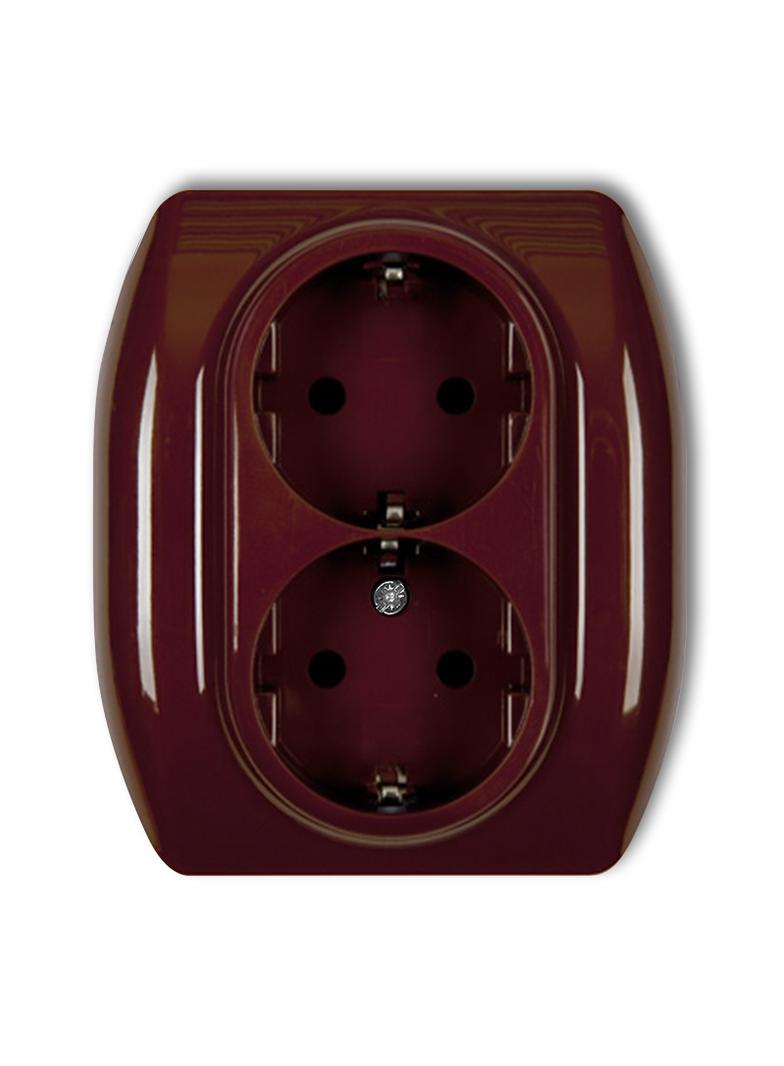 TREND Gniazdo podwójne z uziemieniem SCHUKO 2x(2P+Z) (przesłony torów prądowych) brązowy