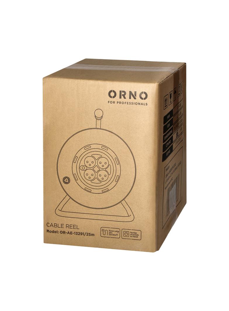 Przedłużacz bębnowy, 4 gniazda 2P+Z, kabel PVC H05VV-F 3x1,5mm2, długość 25m, stałe gniazda, termik,