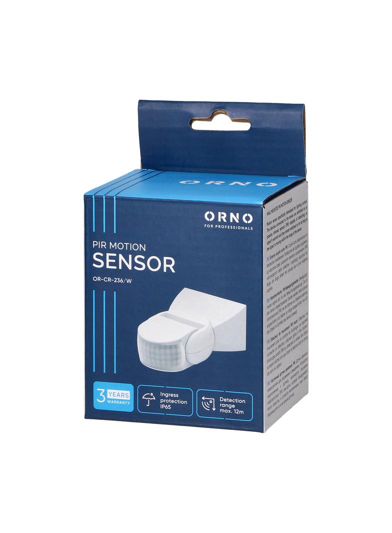 Czujnik ruchu 180st. regulacja pionowa i pozioma IP65 1200W biały OR-CR-236/W ORNO
