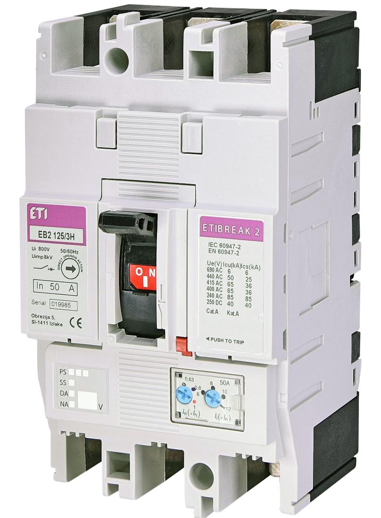Wyłącznik mocy 65kA wyzw. TM EB2 125/3H 125A 3P 004672106 ETI