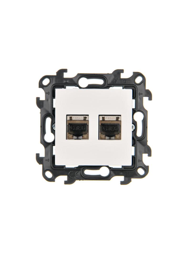 Simon 24 Gniazdo komputerowe podwójne RJ45 kat. 6 ekranowane biały N62E.01/11