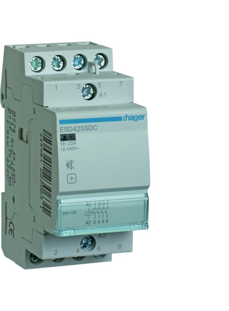 Stycznik modułowy cichy 24V DC 4Z 25A AC-7A B ESD425SDC HAGER