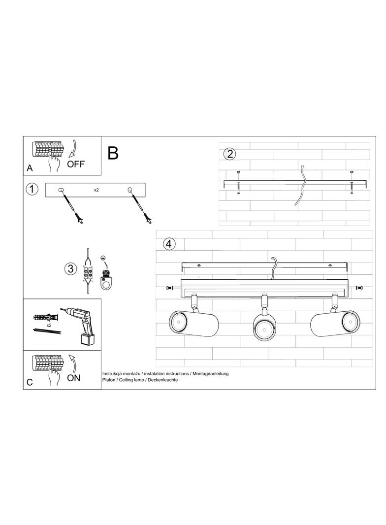 Sollux Plafon DIREZIONE 3 czarny SL.0501