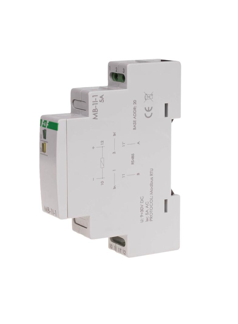 Przetwornik pomiaru natężenia prądu jednofazowy z wyjściem MODBUS RTU MAX-MB-1I-1-5A F&F
