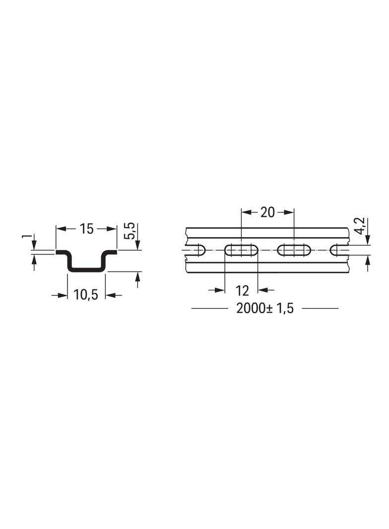 szyna perforowana 2m, 15 x 5,5 mm WAGO