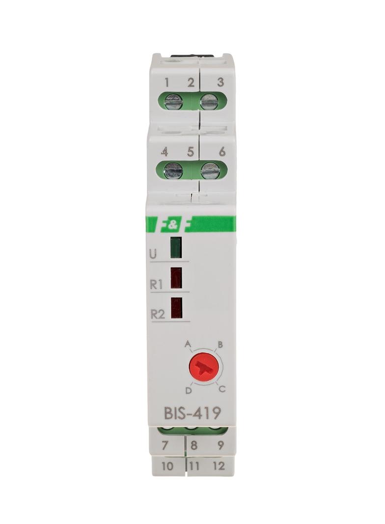 Przekaźnik bistabilny 9-30 V AC/DC 4 funkcyjny DIN dwa obwody sterowania BIS-419-24V F&F