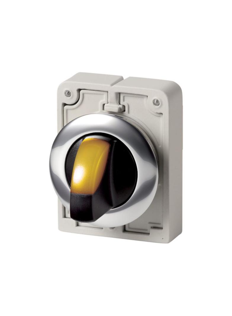 M30C-FWLK-Y Przełącznik piórkowy podświetlany 30mm żółty 2 położeniowy z samopowrotem 187129 EATON