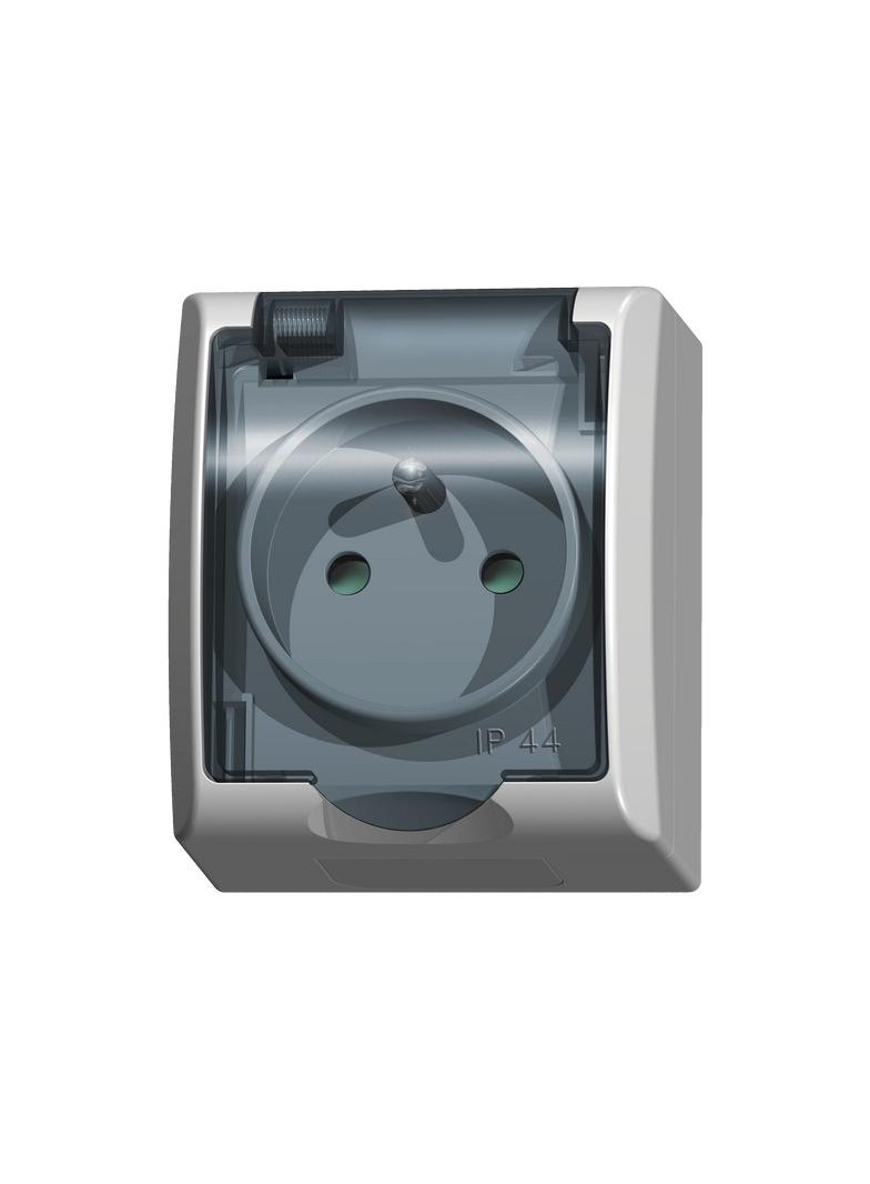 FALA Gniazdo pojedyncze z uziemieniem z przesłonami torów prądowych wieczko przezroczyste - kolor bi