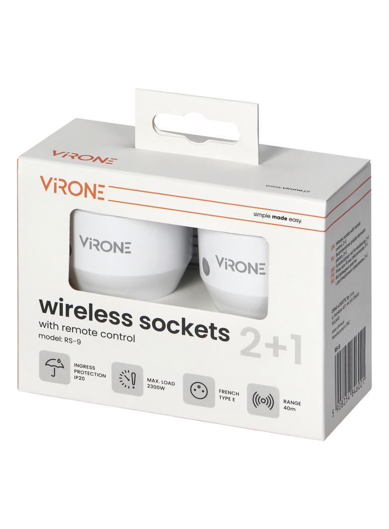 Zestaw bezprzewodowych gniazd MINI, sterowanych pilotem 2+1, 2300W