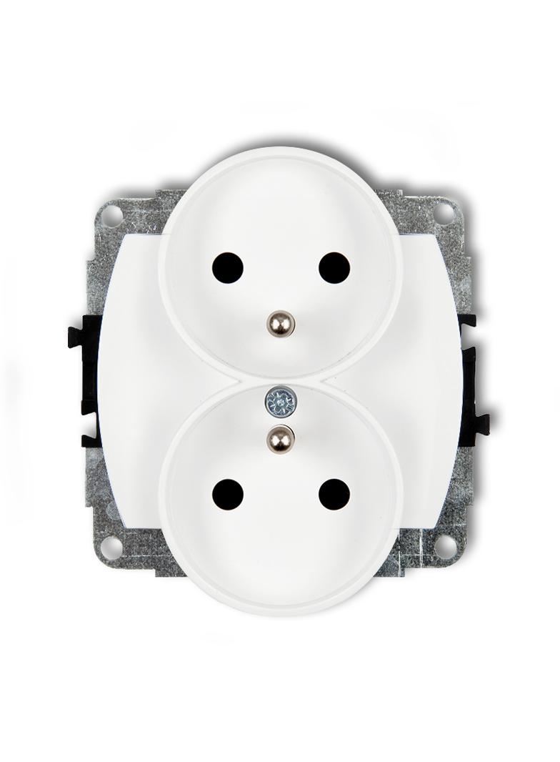 TREND Mechanizm gniazda podwójnego do ramki poziomej z uziemieniem 2x(2P+Z) (przesłony torów prądowy