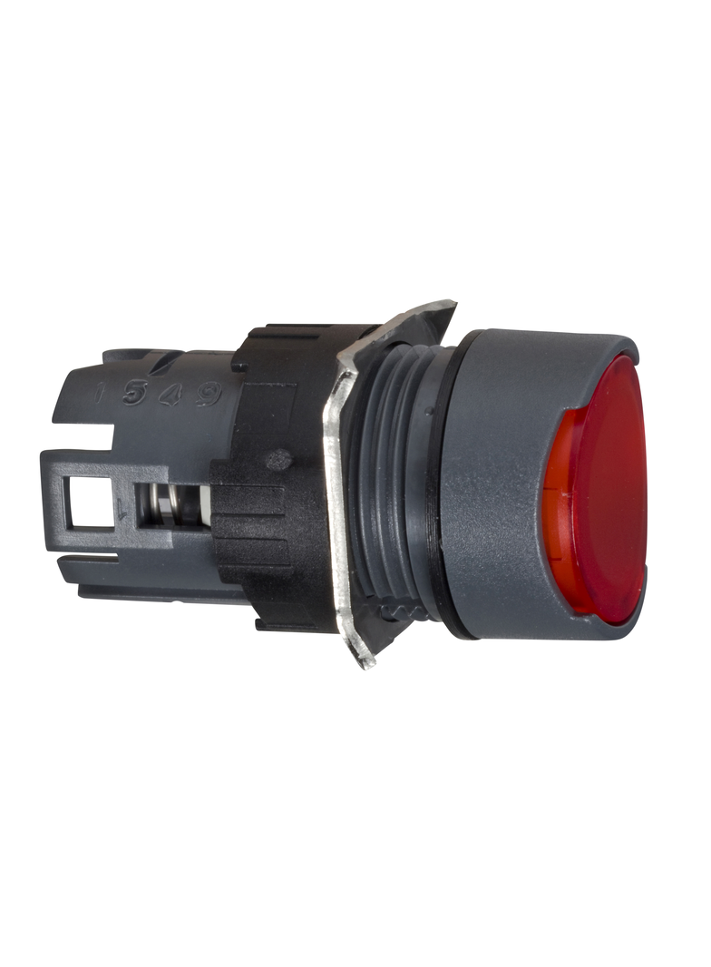 Harmony XB6 Przycisk płaski czerwony z samopowrotem LED plastikowy okrągły ZB6AW4 Schneider