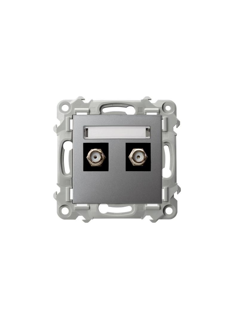 SZAFIR Gniazdo antenowe typu F podwójne - kolor szary mat