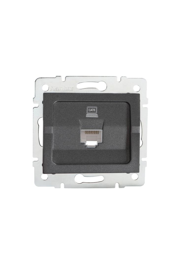 LOGI Gniazdo komputerowe pojedyncze (RJ45Cat 6 Jack) Grafit 021400041 25286 KANLUX