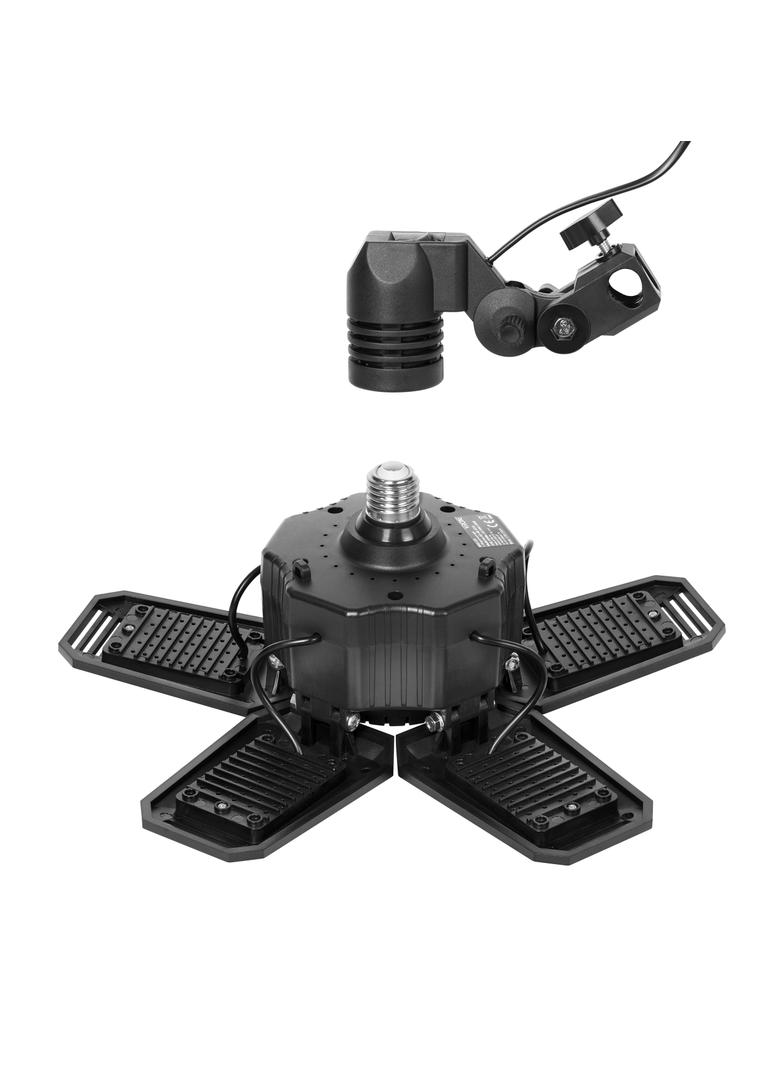 RIGEL LED zestaw: lampa warsztatowa składana 5-skrzydłowa 55W + statyw + adapter