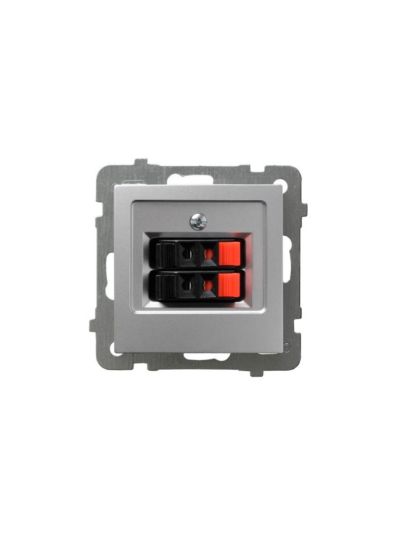 AS Gniazdo głośnikowe podwójne - kolor srebro